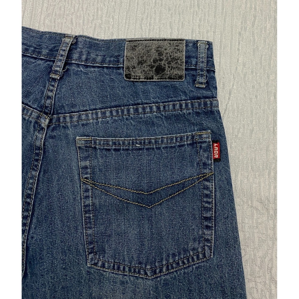 LADA Mens Blue Jeans Wide Leg Straight Distressed Denim Pants Size 30 Y2K Skater - Picture 8 of 11
